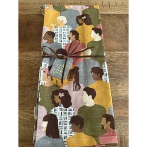 Karma Tea Towels Set 2 Modern Women Print Kitchen Cotton Colorful Decor
